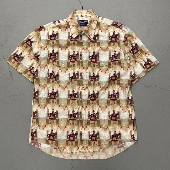 Vintage Wrangler Cowboy Rodeo Pearl Snap Collared Shirt‎ Xl - Picture 1 of 3